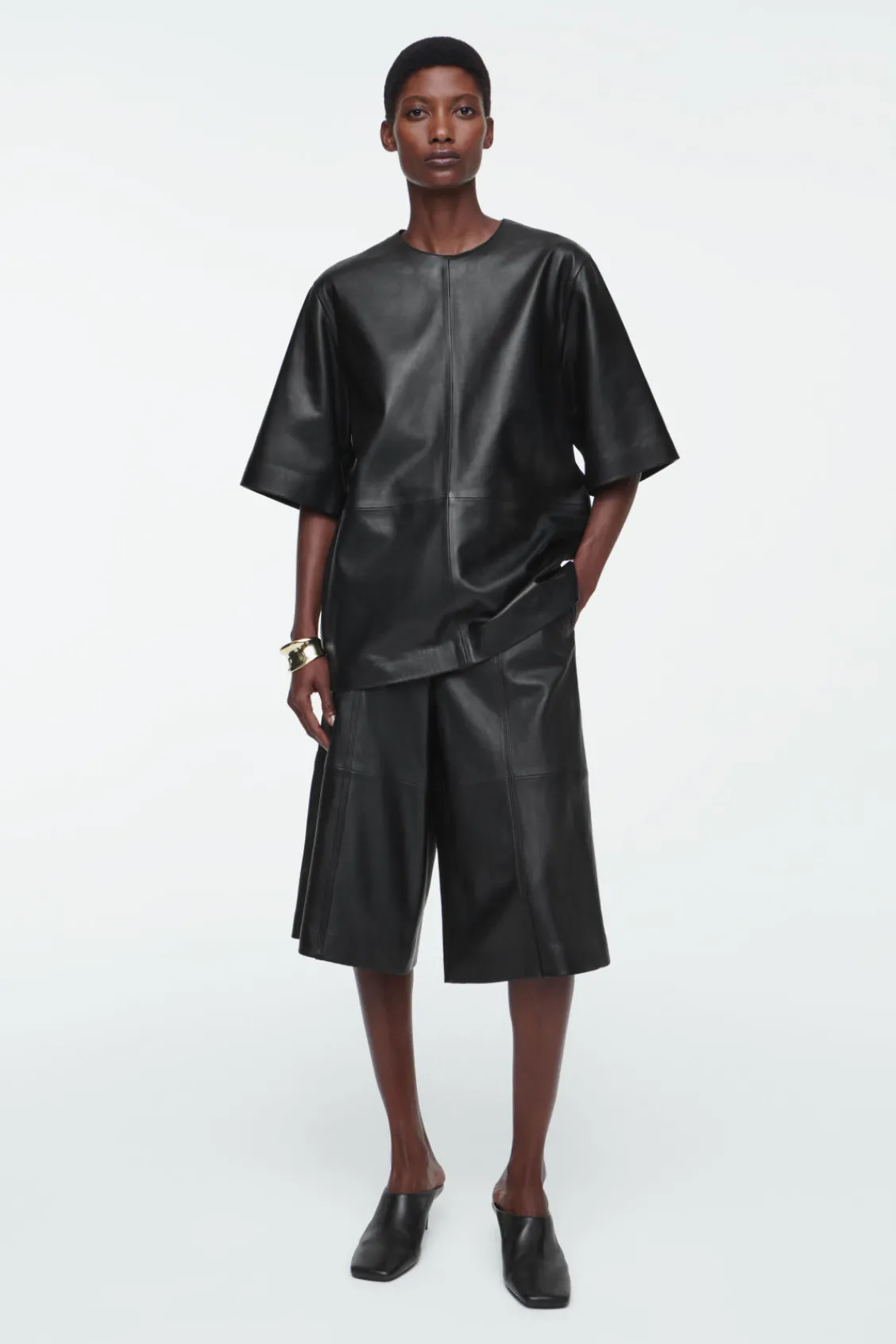 COS LEATHER T-SHIRT-Women Shirts & Blouses | Tops