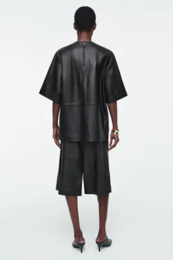 COS LEATHER T-SHIRT-Women Shirts & Blouses | Tops