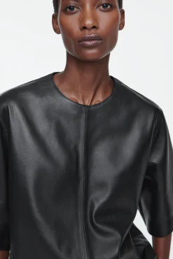 COS LEATHER T-SHIRT-Women Shirts & Blouses | Tops