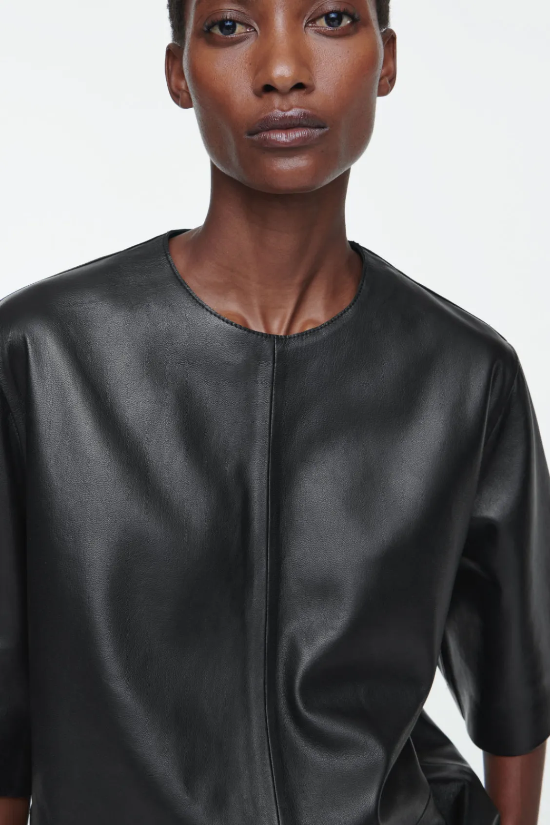 COS LEATHER T-SHIRT-Women Shirts & Blouses | Tops