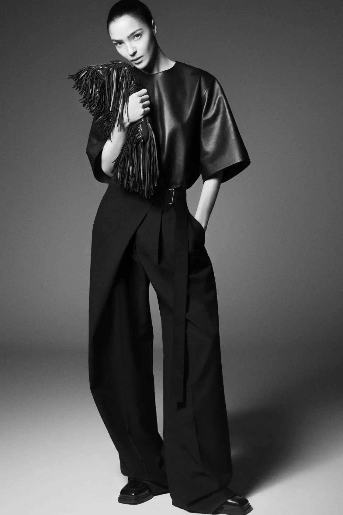 COS LEATHER T-SHIRT-Women Shirts & Blouses | Tops