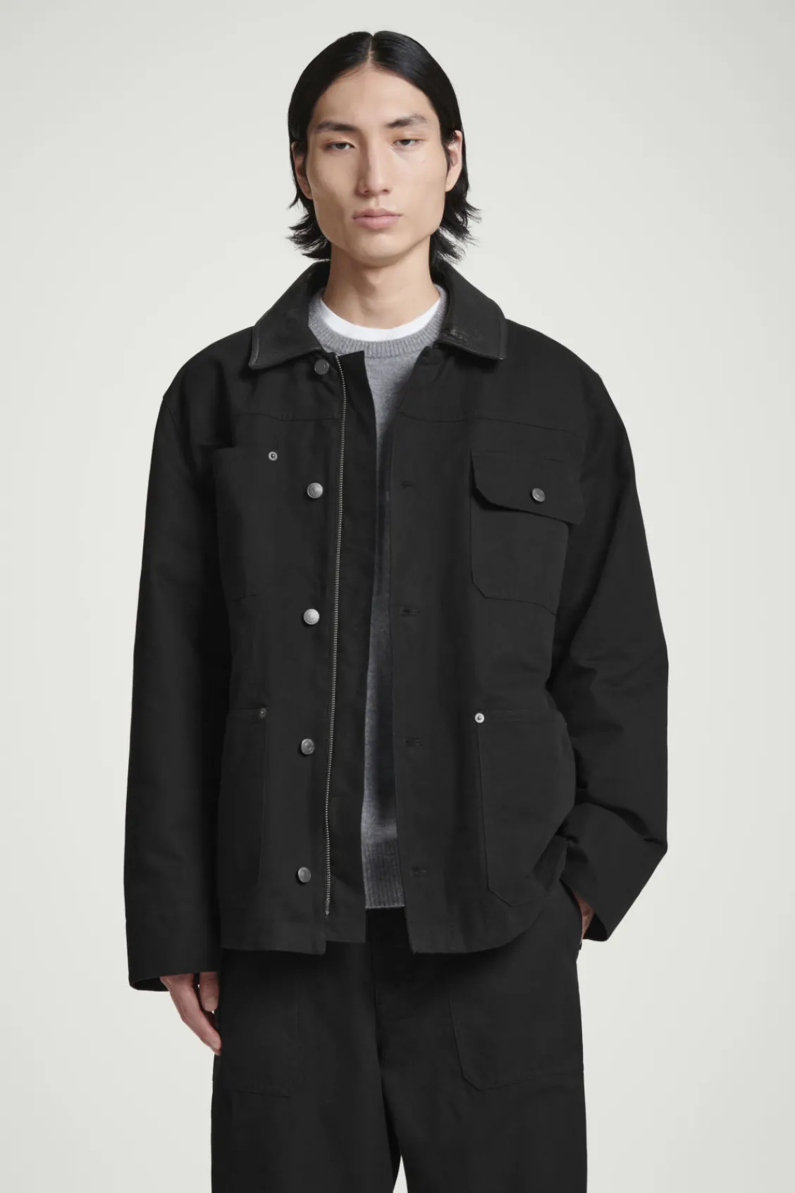 COS LEATHER-COLLAR FIELD JACKET- Coats & Jackets