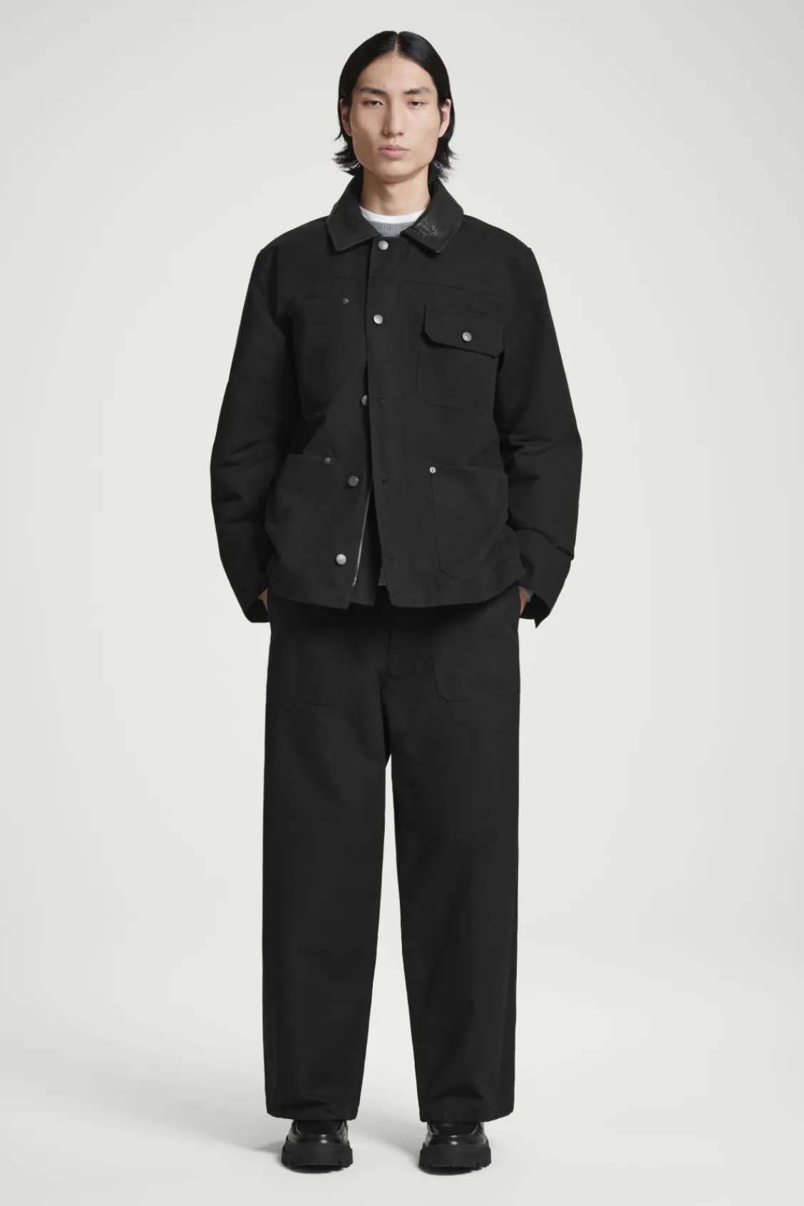 COS LEATHER-COLLAR FIELD JACKET- Coats & Jackets