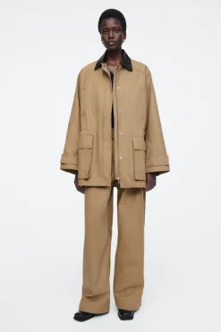COS LEATHER-COLLAR FIELD JACKET-Women Coats & Jackets