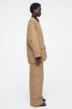 COS LEATHER-COLLAR FIELD JACKET-Women Coats & Jackets