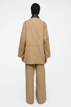 COS LEATHER-COLLAR FIELD JACKET-Women Coats & Jackets