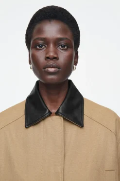 COS LEATHER-COLLAR FIELD JACKET-Women Coats & Jackets