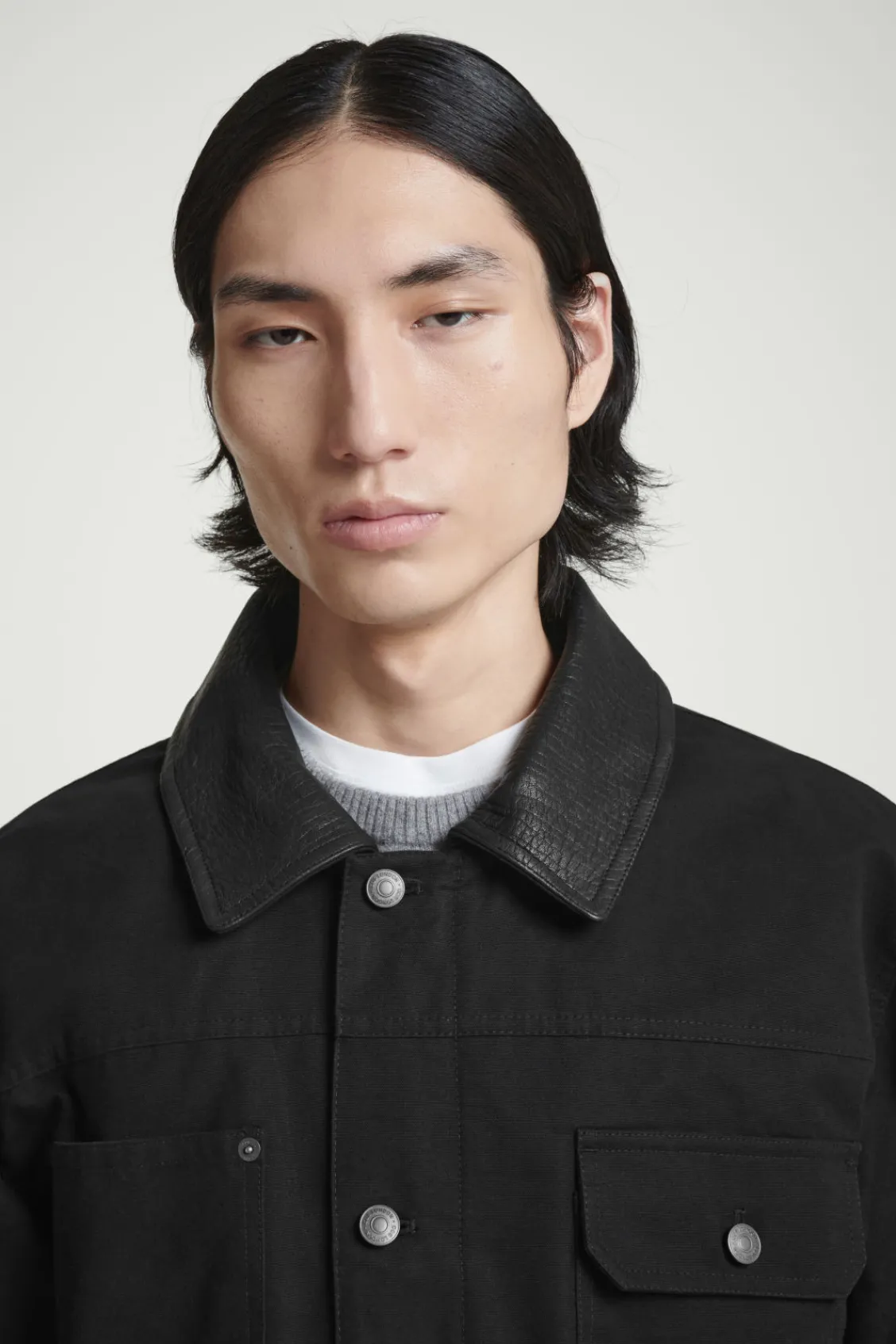 COS LEATHER-COLLAR FIELD JACKET- Coats & Jackets