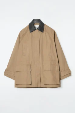 COS LEATHER-COLLAR FIELD JACKET-Women Coats & Jackets