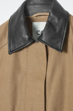 COS LEATHER-COLLAR FIELD JACKET-Women Coats & Jackets