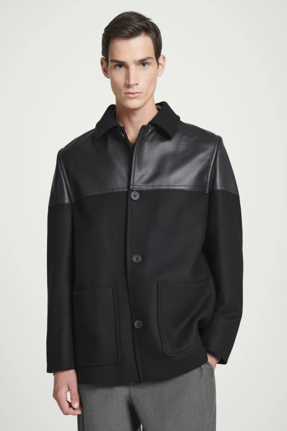 COS LEATHER-PANELED DONKEY JACKET- Coats & Jackets