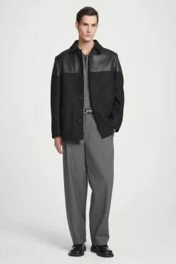 COS LEATHER-PANELED DONKEY JACKET- Coats & Jackets