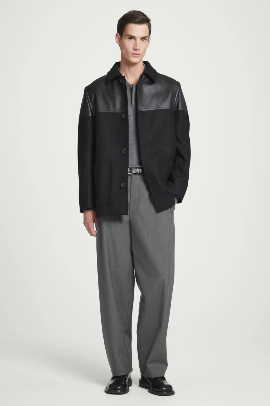 COS LEATHER-PANELED DONKEY JACKET- Coats & Jackets