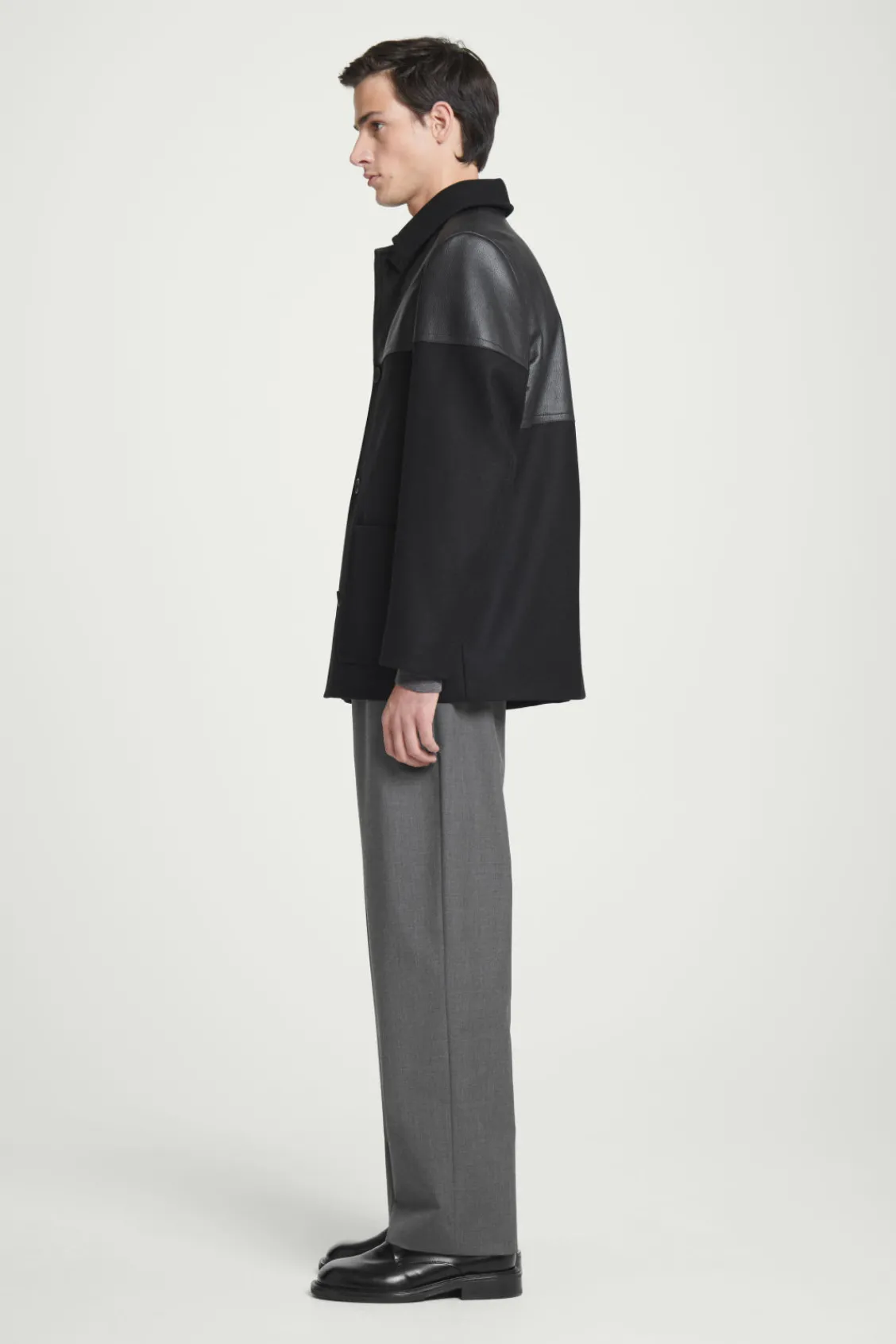 COS LEATHER-PANELED DONKEY JACKET- Coats & Jackets