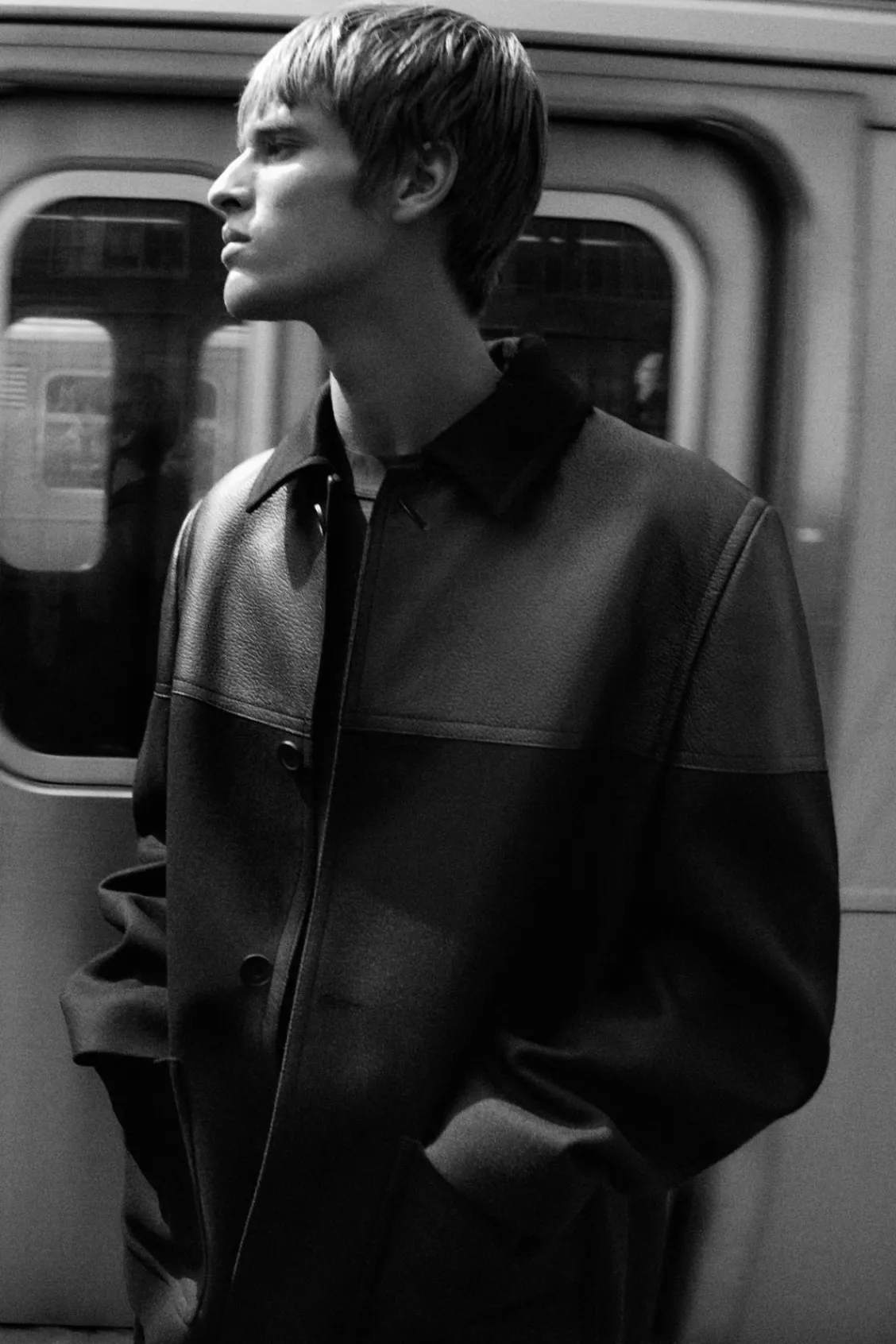 COS LEATHER-PANELED DONKEY JACKET- Coats & Jackets