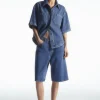 COS LONGLINE DENIM SHORTS-Women Pants