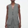 COS LONGLINE TAILORED TWILL VEST-Women Vests & Tailoring | Tops