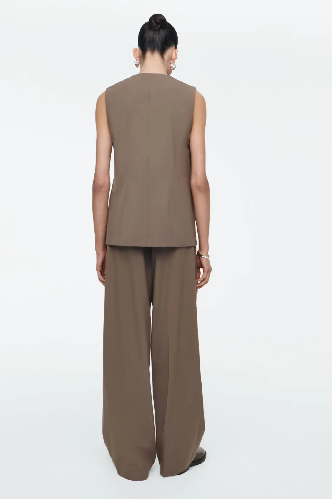 COS LONGLINE TAILORED TWILL VEST-Women Vests & Tailoring | Tops
