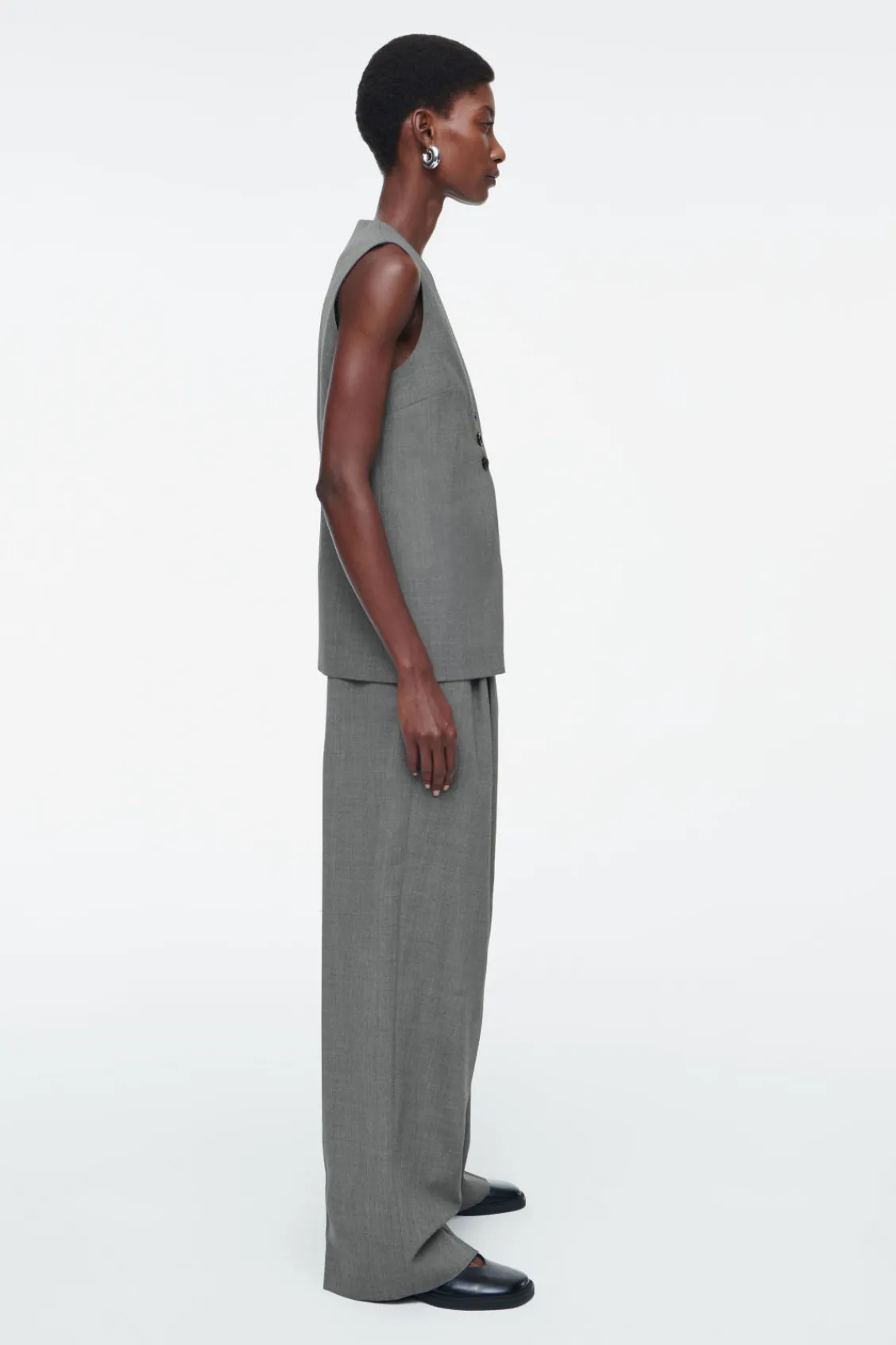 COS LONGLINE TAILORED TWILL VEST-Women Vests & Tailoring | Tops