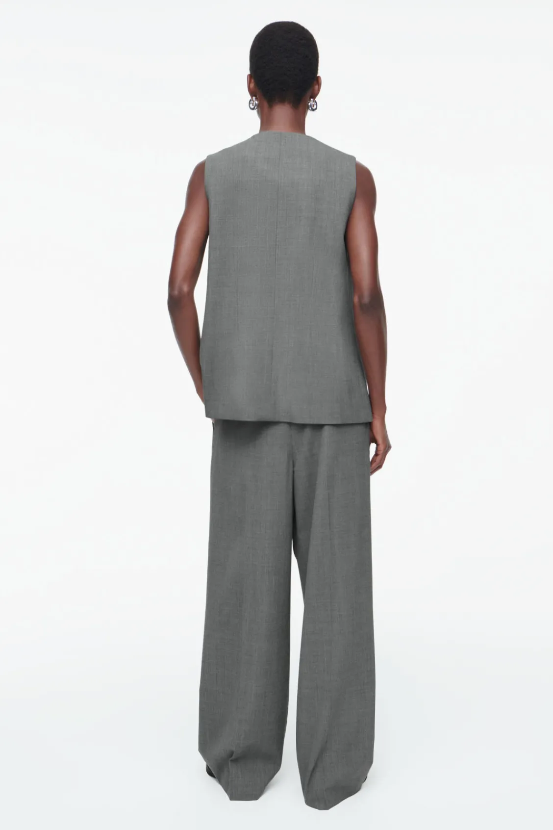 COS LONGLINE TAILORED TWILL VEST-Women Vests & Tailoring | Tops