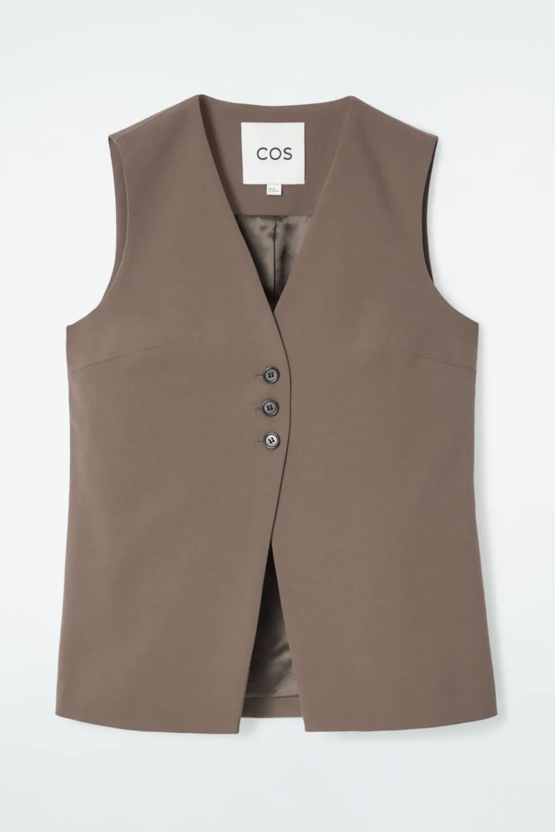 COS LONGLINE TAILORED TWILL VEST-Women Vests & Tailoring | Tops