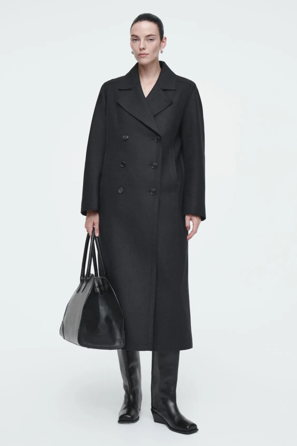 COS LONGLINE WOOL PEA COAT-Women Coats & Jackets