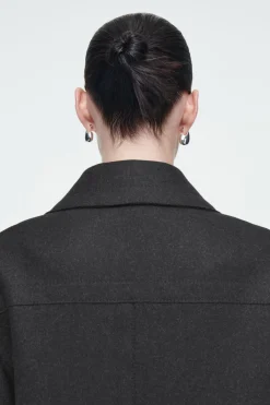 COS LONGLINE WOOL PEA COAT-Women Coats & Jackets