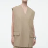 COS LONGLINE WOOL-BLEND TWILL VEST-Women Vests & Tailoring | Tops