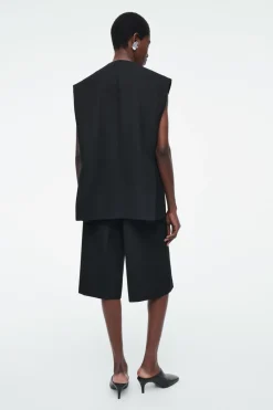 COS LONGLINE WOOL-BLEND TWILL VEST-Women Tops | Vests & Tailoring