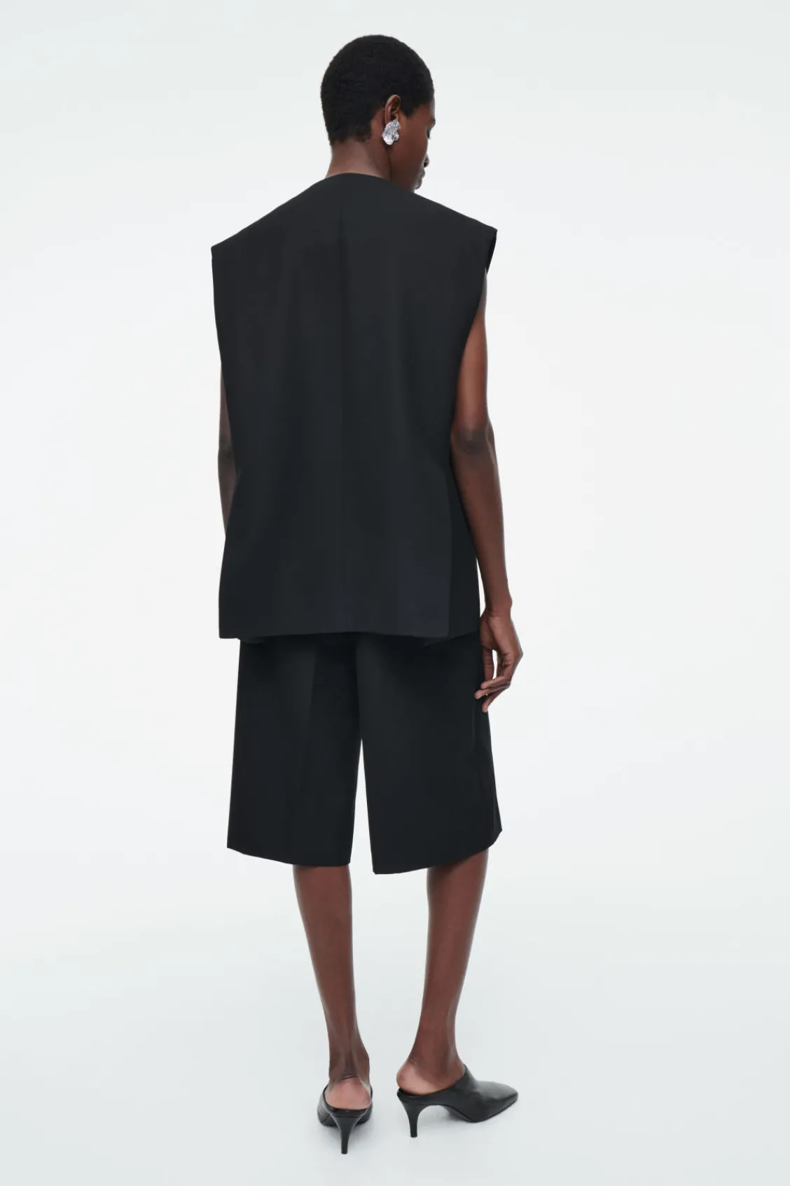 COS LONGLINE WOOL-BLEND TWILL VEST-Women Tops | Vests & Tailoring