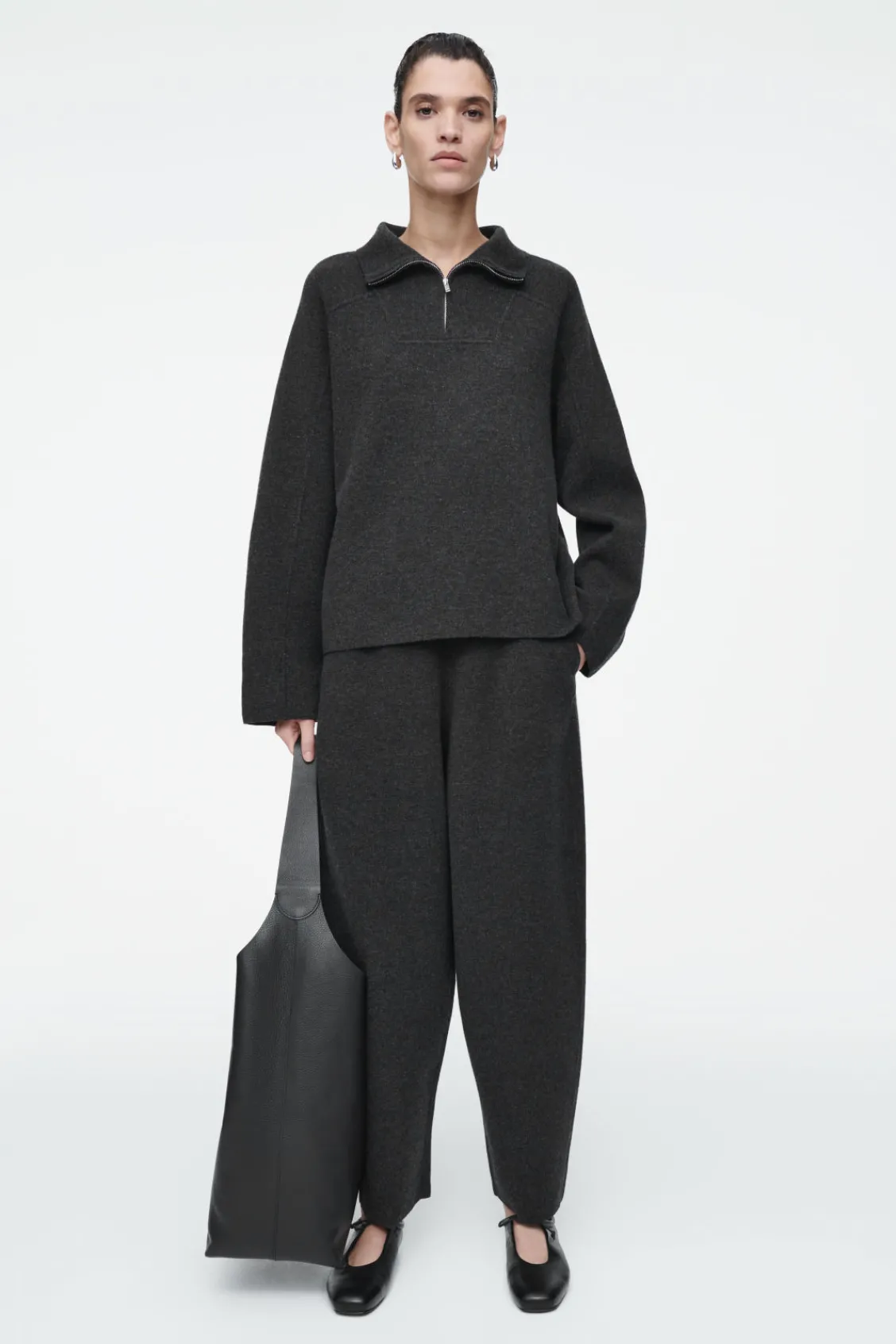 COS MERINO WOOL BARREL-LEG TROUSERS-Women Pants | Sweaters & Cardigans