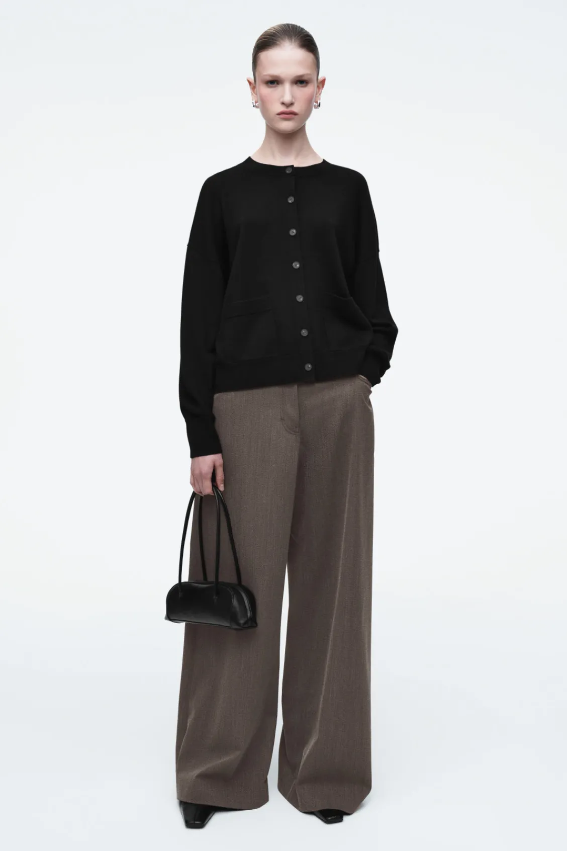 COS MERINO WOOL CREW-NECK CARDIGAN-Women Sweaters & Cardigans