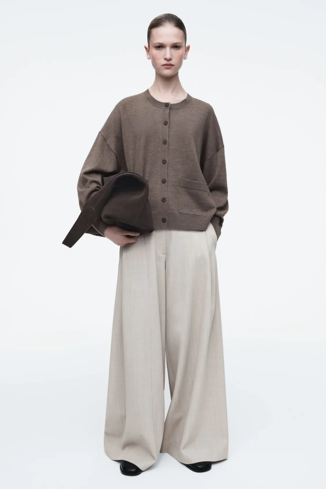 COS MERINO WOOL CREW-NECK CARDIGAN-Women Sweaters & Cardigans