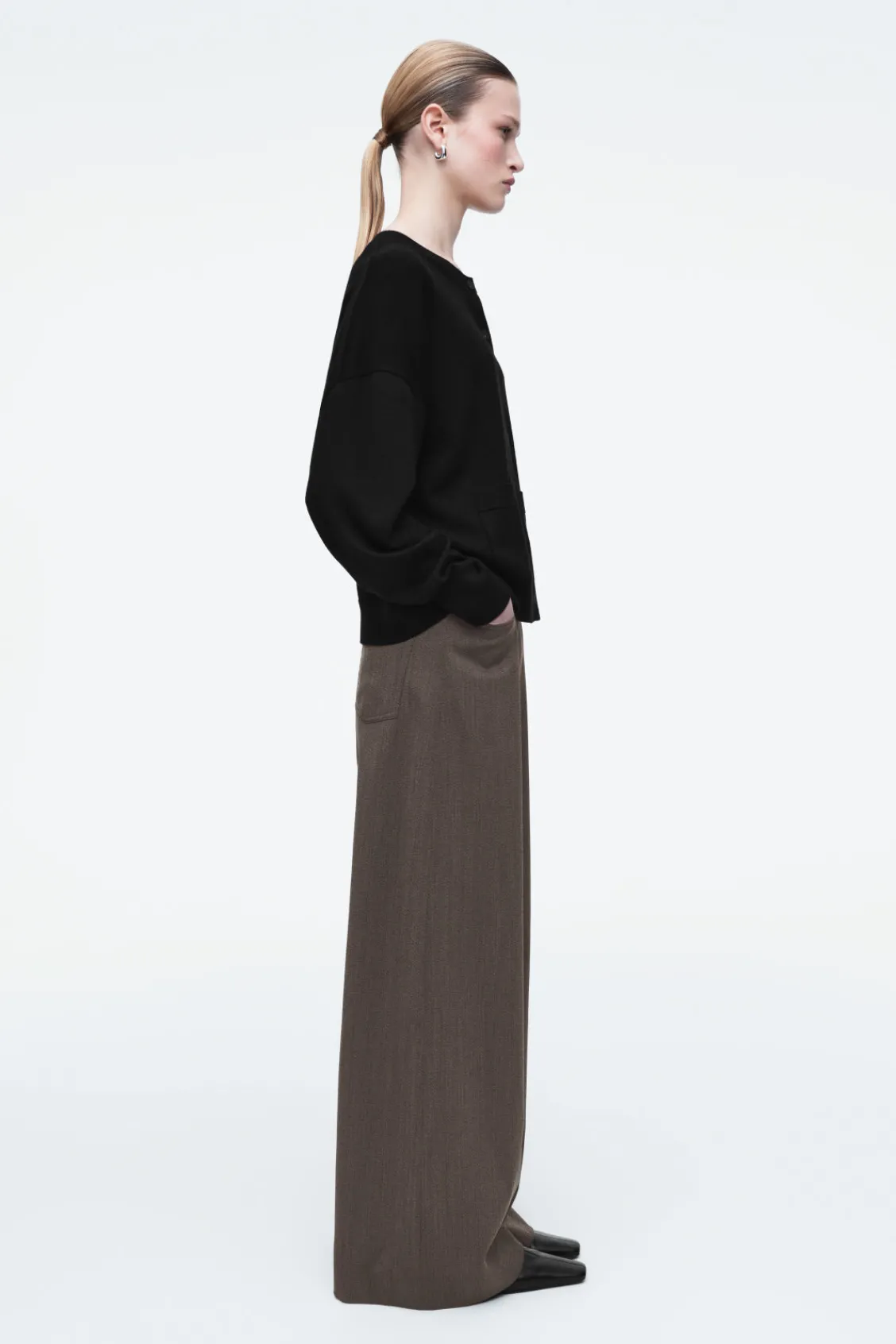 COS MERINO WOOL CREW-NECK CARDIGAN-Women Sweaters & Cardigans