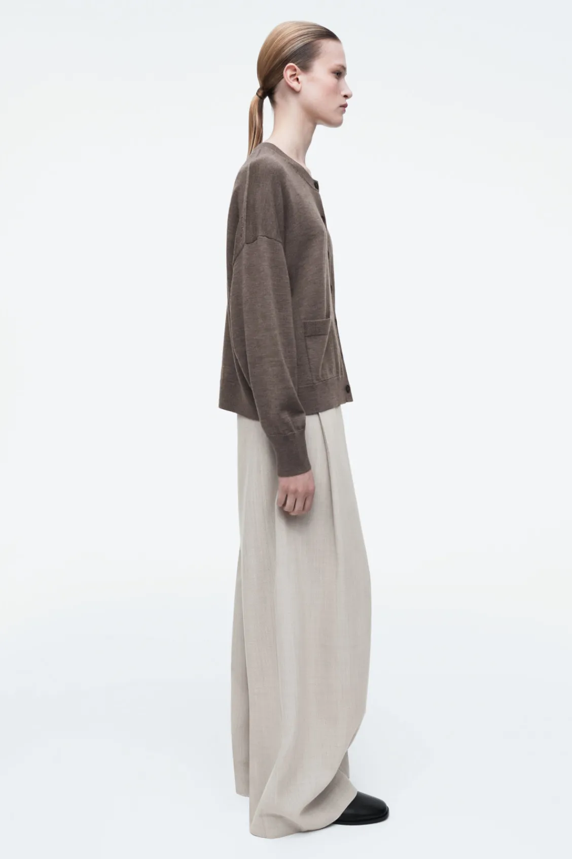 COS MERINO WOOL CREW-NECK CARDIGAN-Women Sweaters & Cardigans