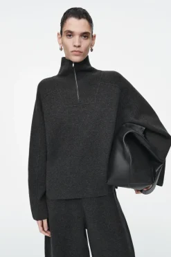 COS MERINO WOOL HALF-ZIP JUMPER-Women Tops | Sweaters & Cardigans