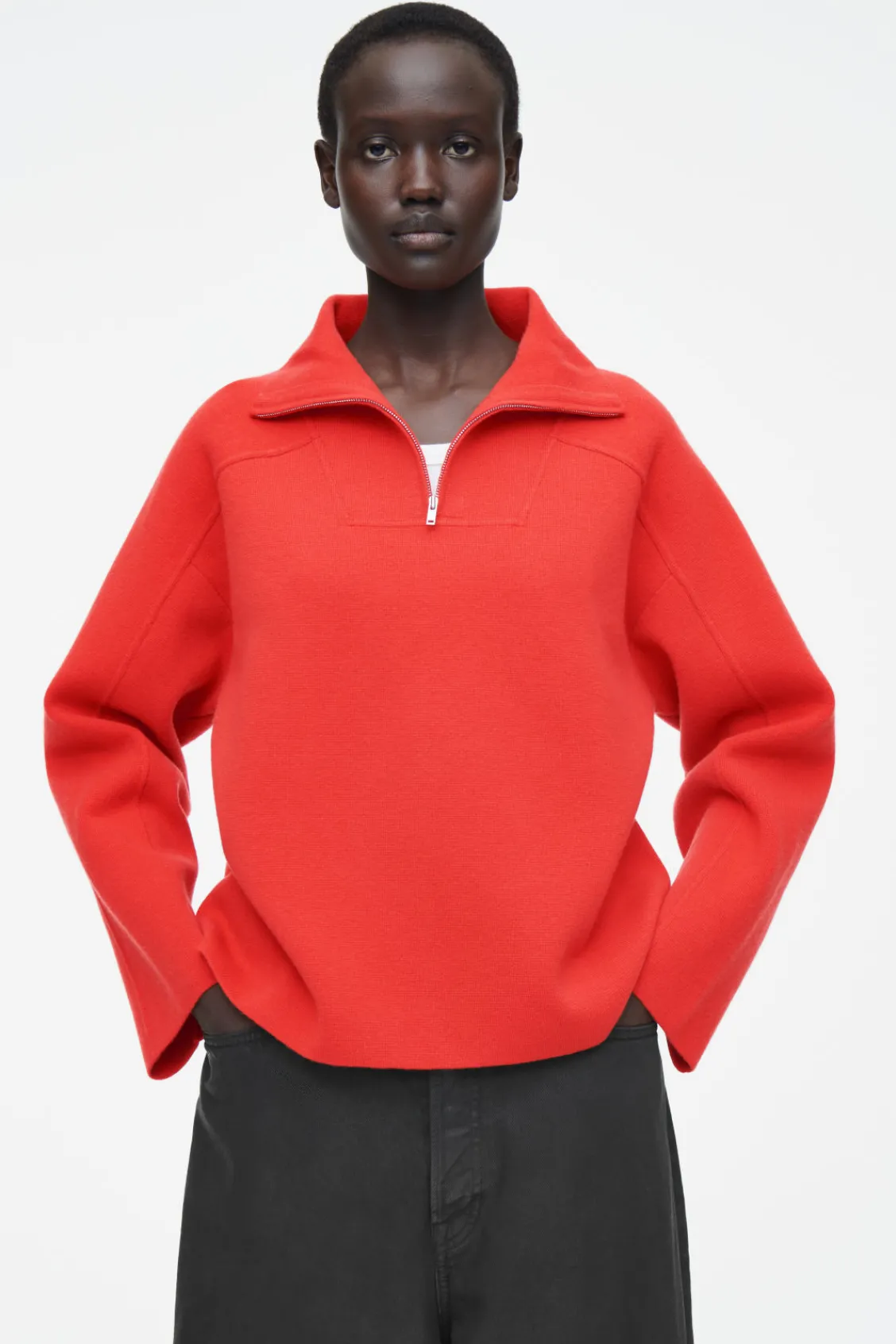 COS MERINO WOOL HALF-ZIP JUMPER-Women Sweaters & Cardigans