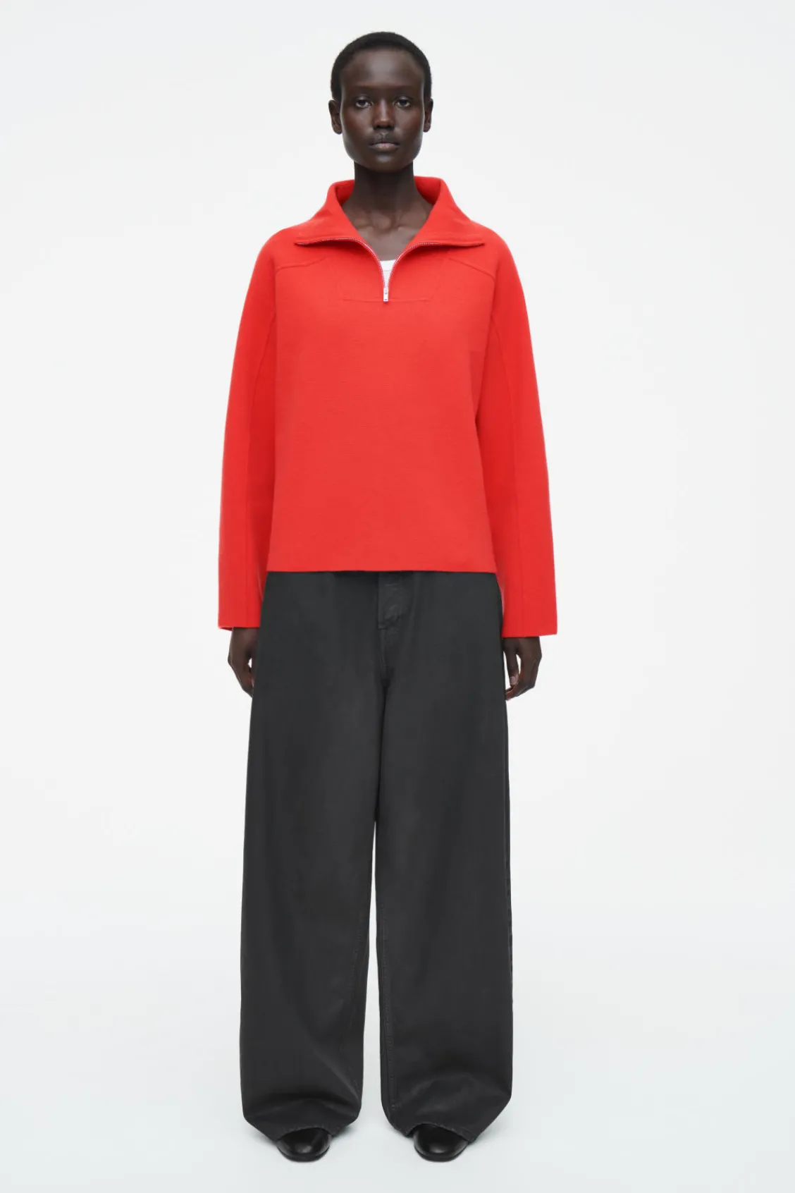 COS MERINO WOOL HALF-ZIP JUMPER-Women Sweaters & Cardigans