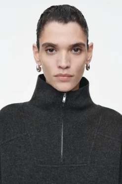 COS MERINO WOOL HALF-ZIP JUMPER-Women Tops | Sweaters & Cardigans