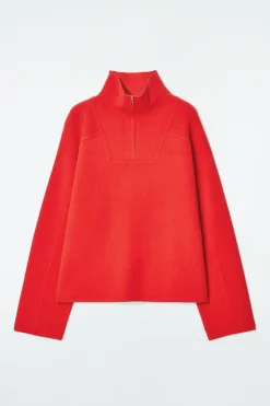 COS MERINO WOOL HALF-ZIP JUMPER-Women Sweaters & Cardigans