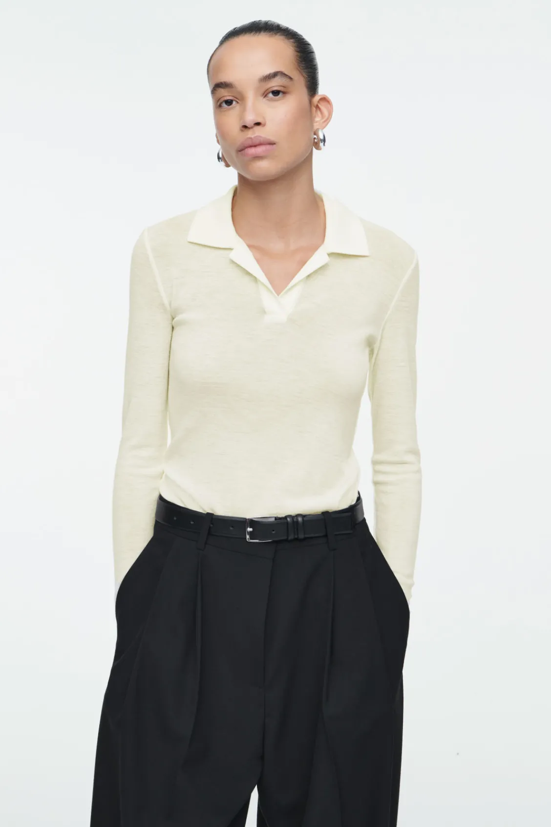 COS MERINO WOOL POLO SHIRT-Women Shirts & Blouses | Tops