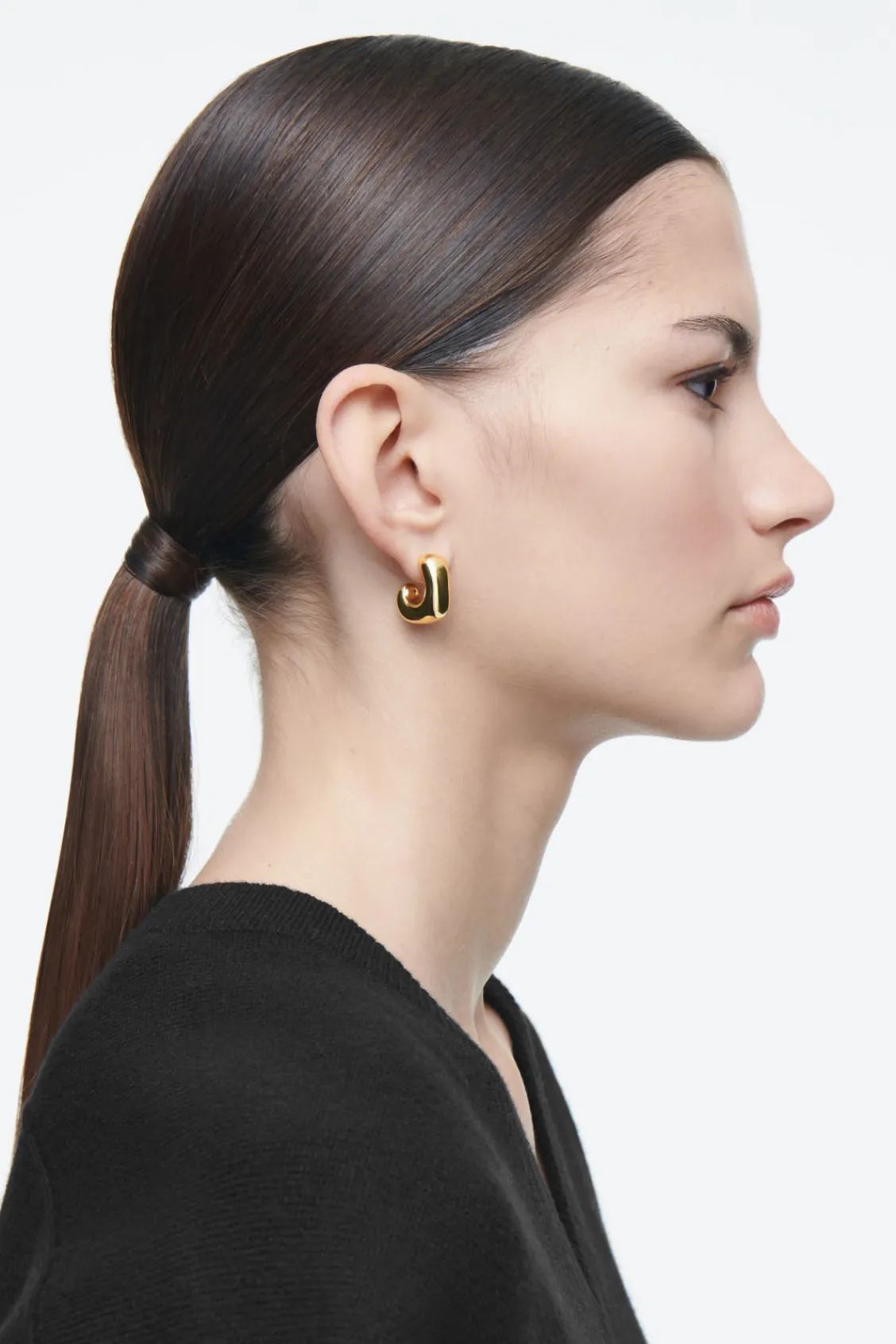 COS MINI CHUNKY SQUARED HOOP EARRINGS-Women Jewelry