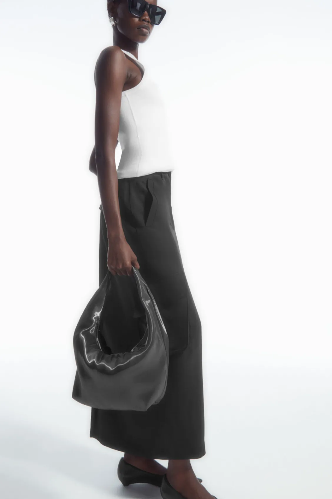 COS MINI SLING HIGH-SHINE SHOULDER BAG-Women Bags