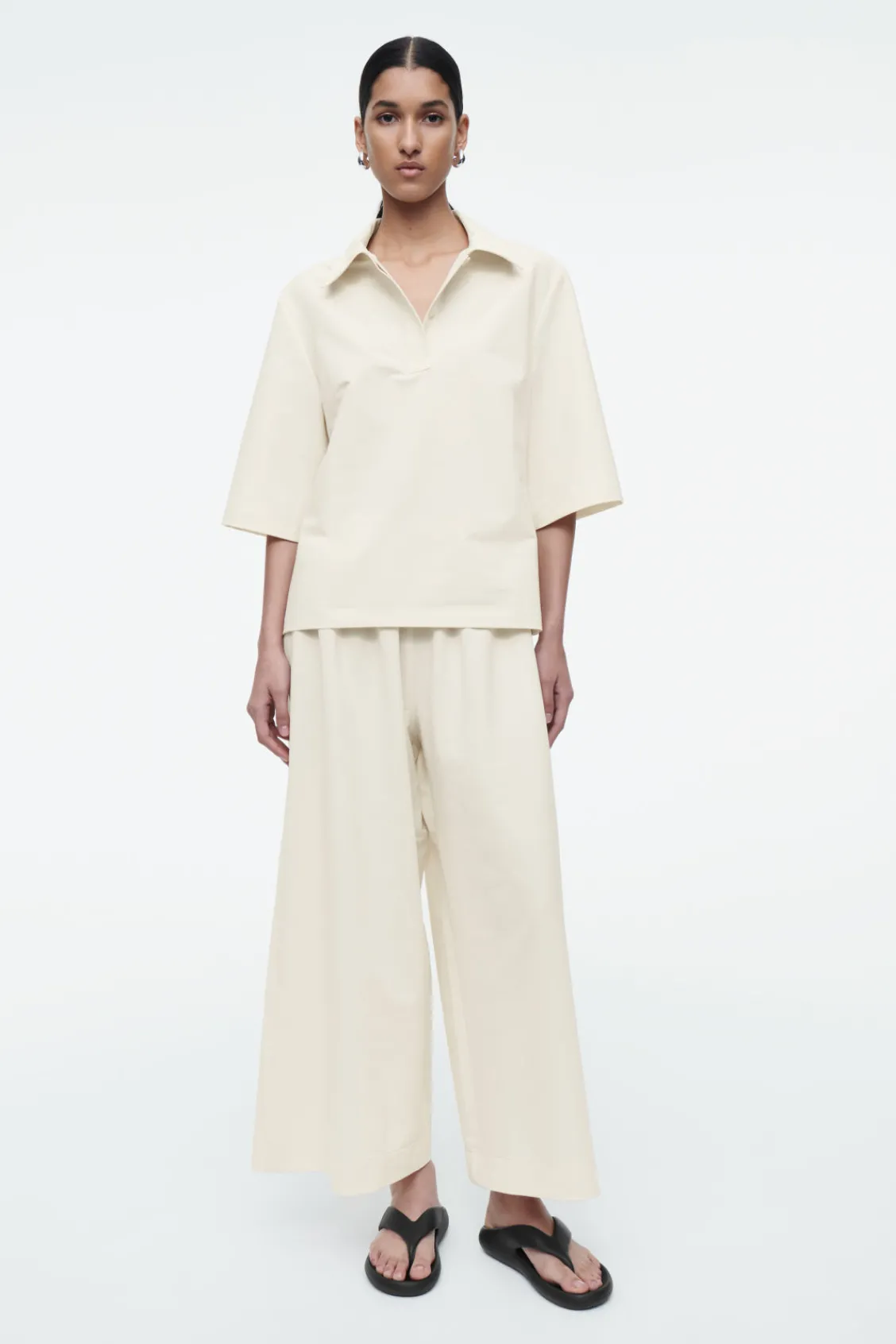 COS MINIMAL COTTON-JERSEY POLO SHIRT-Women Shirts & Blouses | Tops