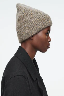 COS MÉLANGE WOOL-BLEND BEANIE-Women Hats & Scarves