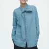 COS NECK-TIE DENIM BLOUSE-Women Shirts & Blouses | Tops