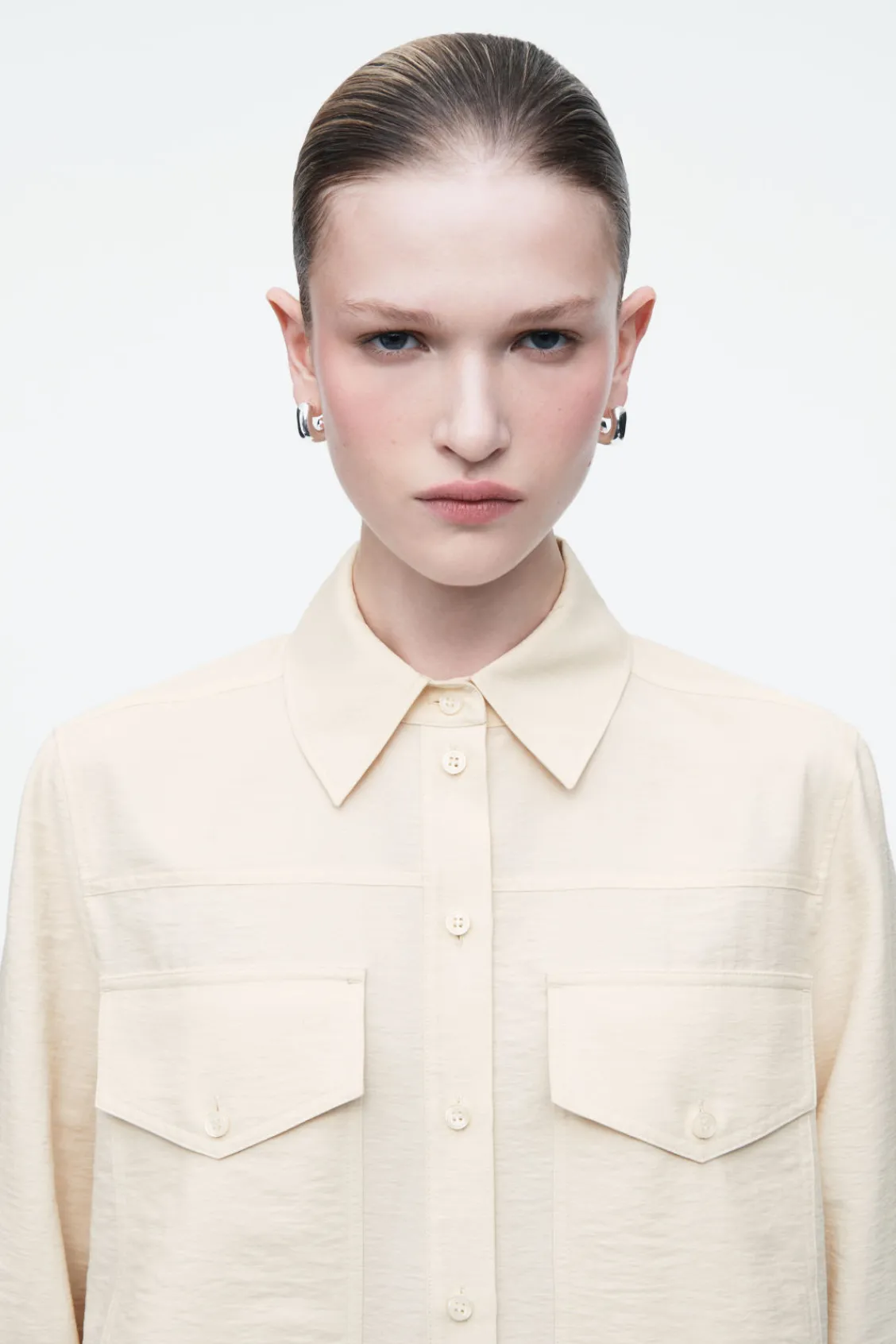 COS NECK-TIE SHIRT-Women Shirts & Blouses | Tops