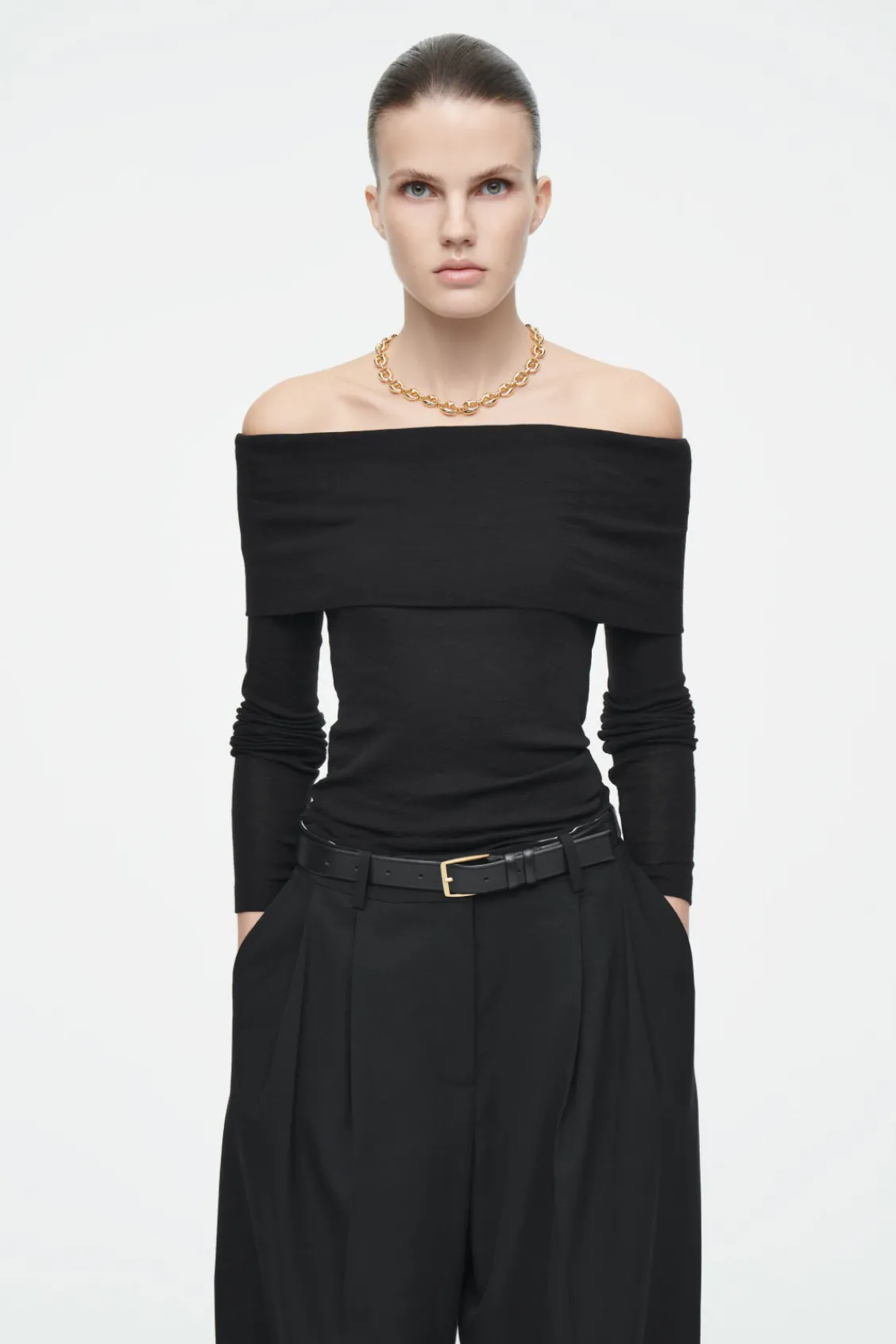 COS OFF-THE-SHOULDER MERINO WOOL TOP-Women Tops | Sweaters & Cardigans