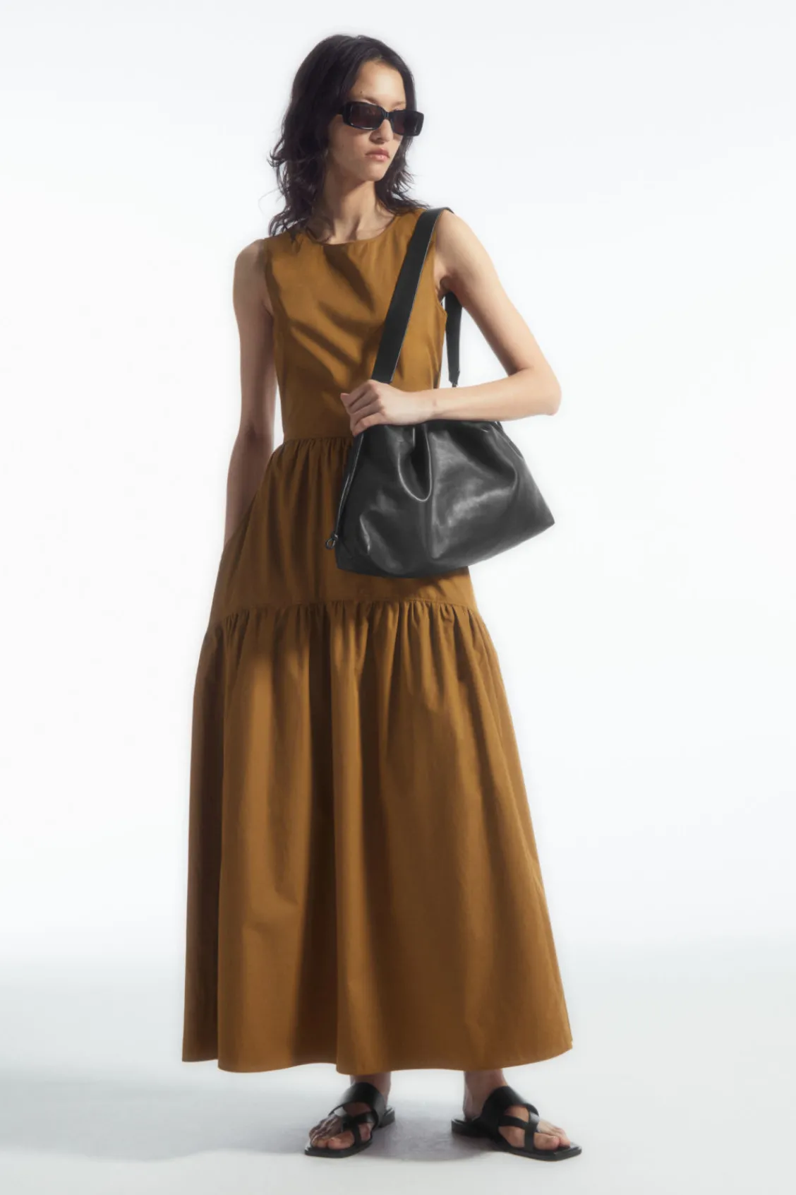 COS OPEN-BACK TIERED MIDI DRESS-Women Dresses & Jumpsuits