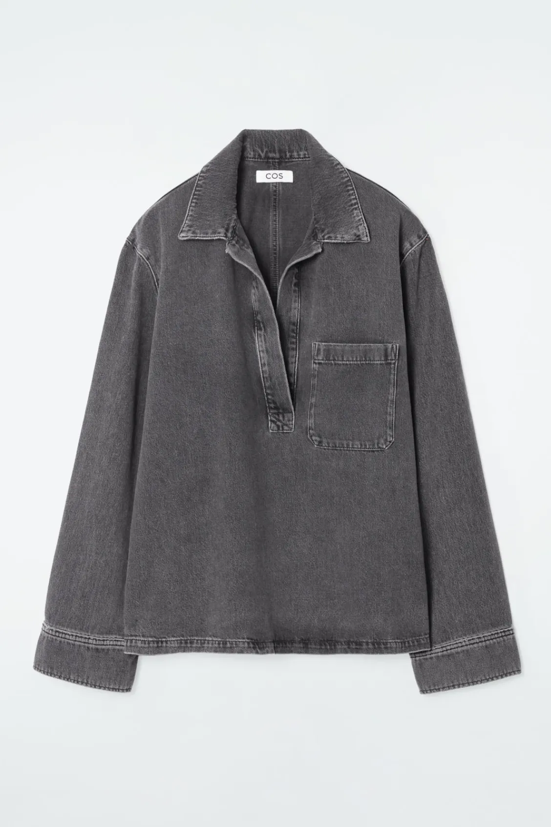 COS OPEN-COLLAR DENIM SHIRT-Women Shirts & Blouses | Tops